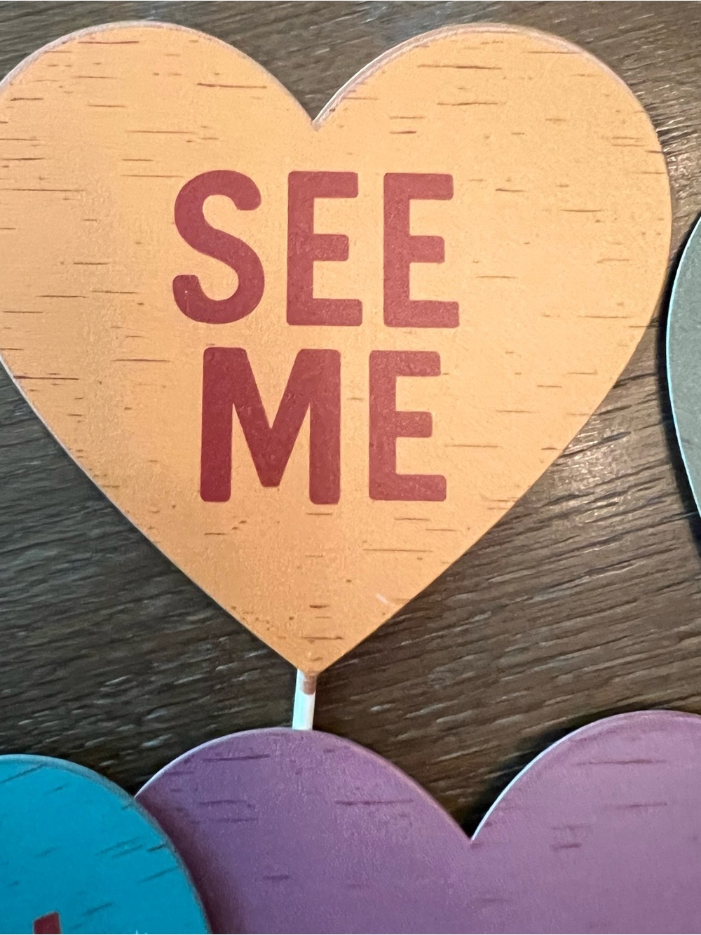 Multicolored Heart Picks Accent - FOR EVER Table/Garden Pick sets of 6 - Picture 6 of 10
